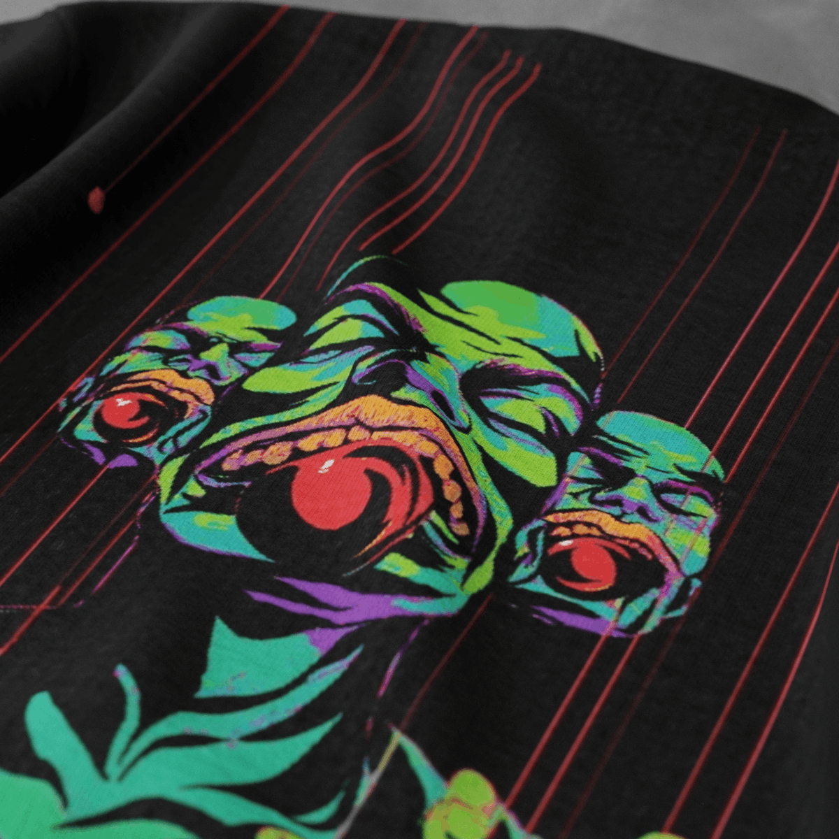 LUCID SHIFT reversible T-shirt — both sides flat lay
