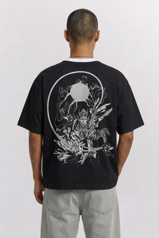 DIVINE DUALITY reversible T-shirt — Yang side (white)