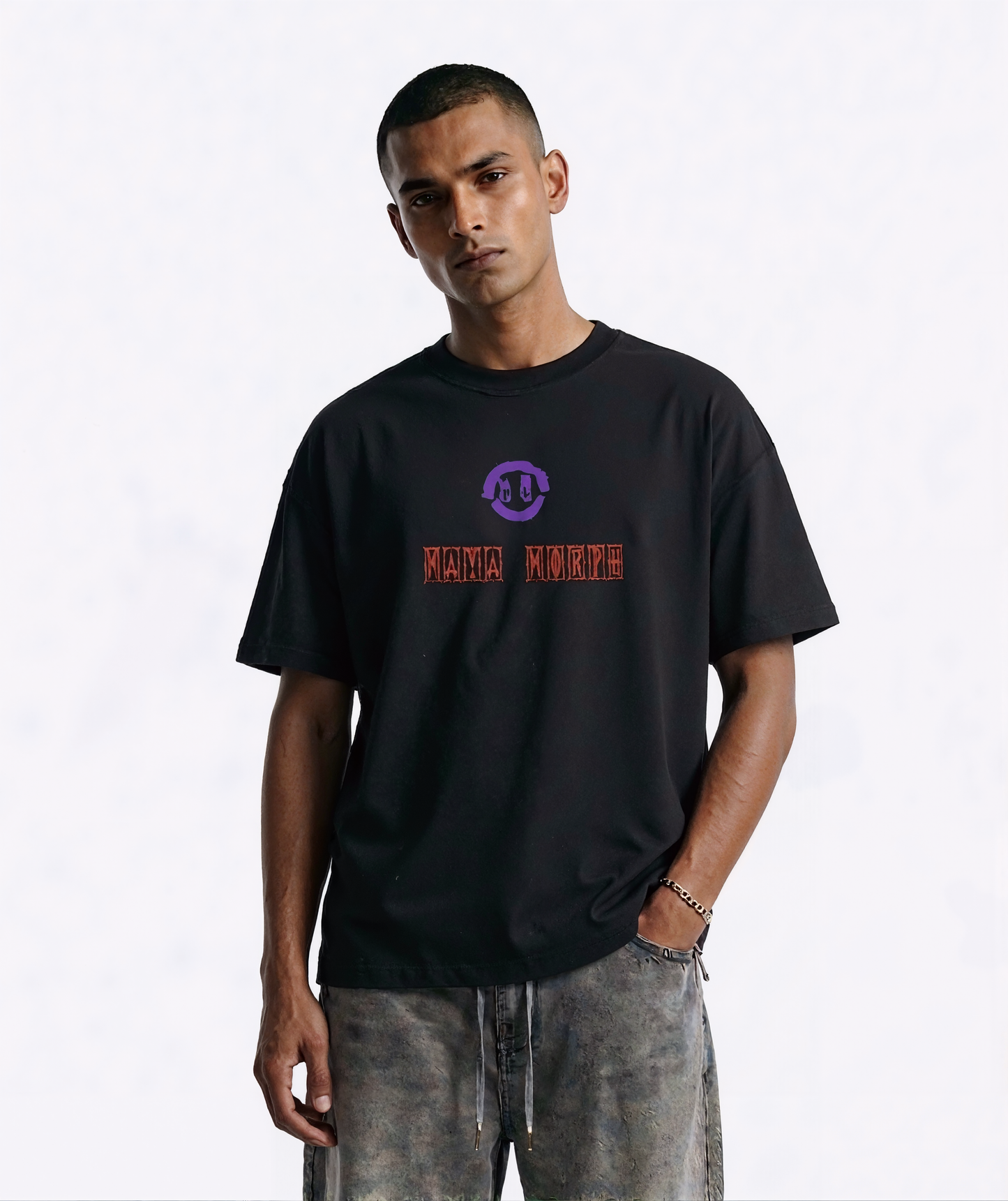 MAYA MORPH reversible T-shirt — worn on model