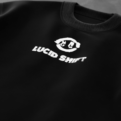 LUCID SHIFT reversible T-shirt — close-up print detail
