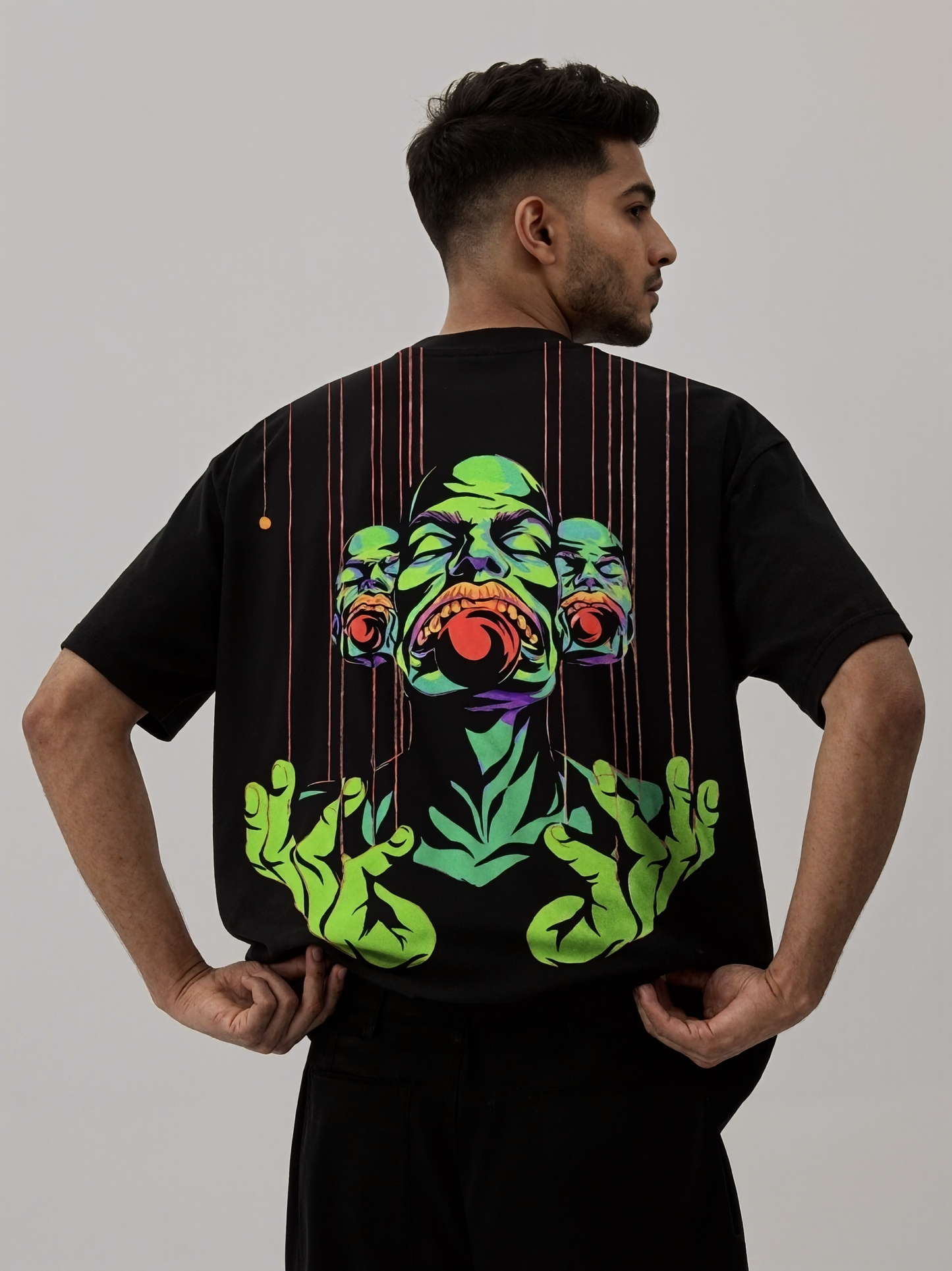 LUCID SHIFT reversible oversized T-shirt — front view, Side A